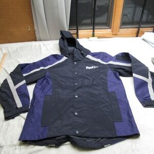 FedEx Men's Black and Blue Reflective Accent Grey Striping M